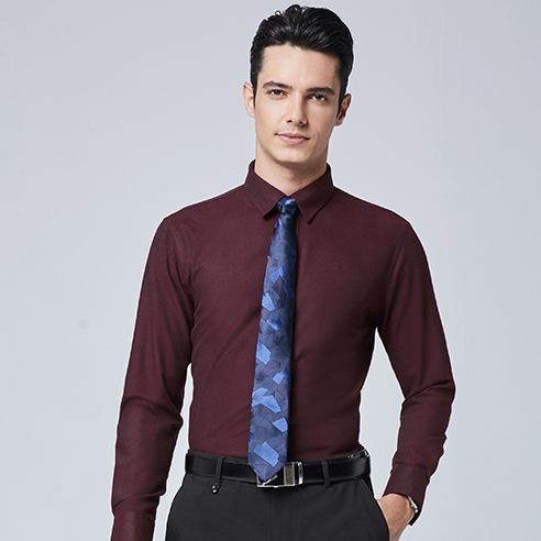 纯棉衬衫定制男士长袖纯棉衬衫定做 D2007