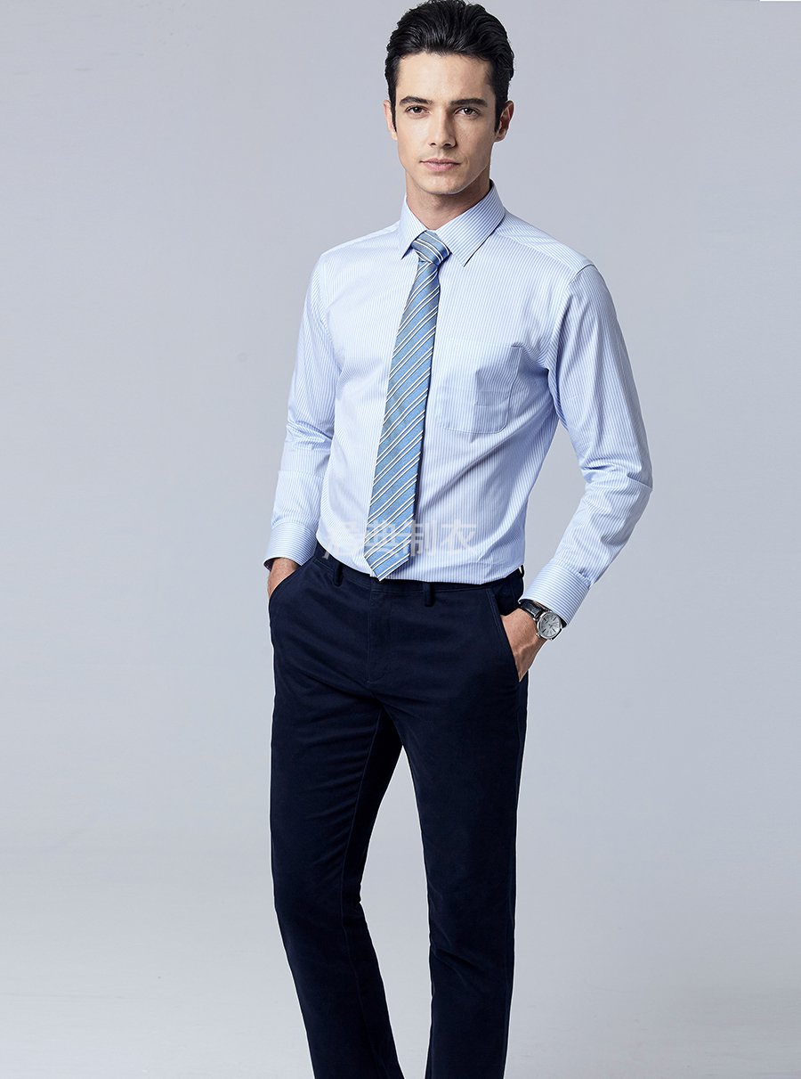 男士长袖条纹衬衫2