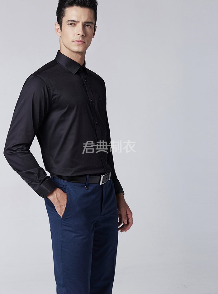男士长袖黑色衬衫2