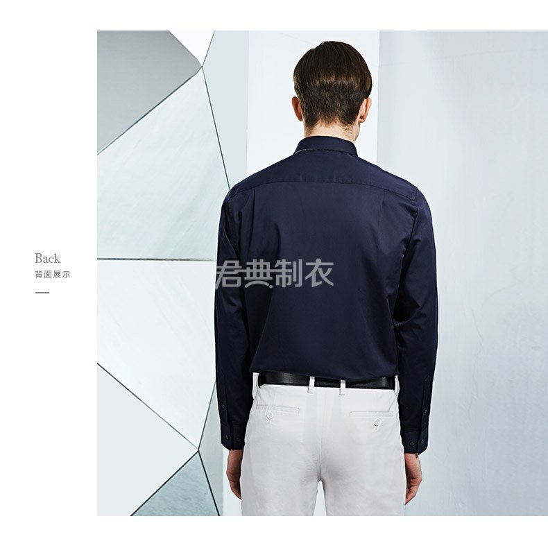 男士藏蓝色全棉长袖衬衫3