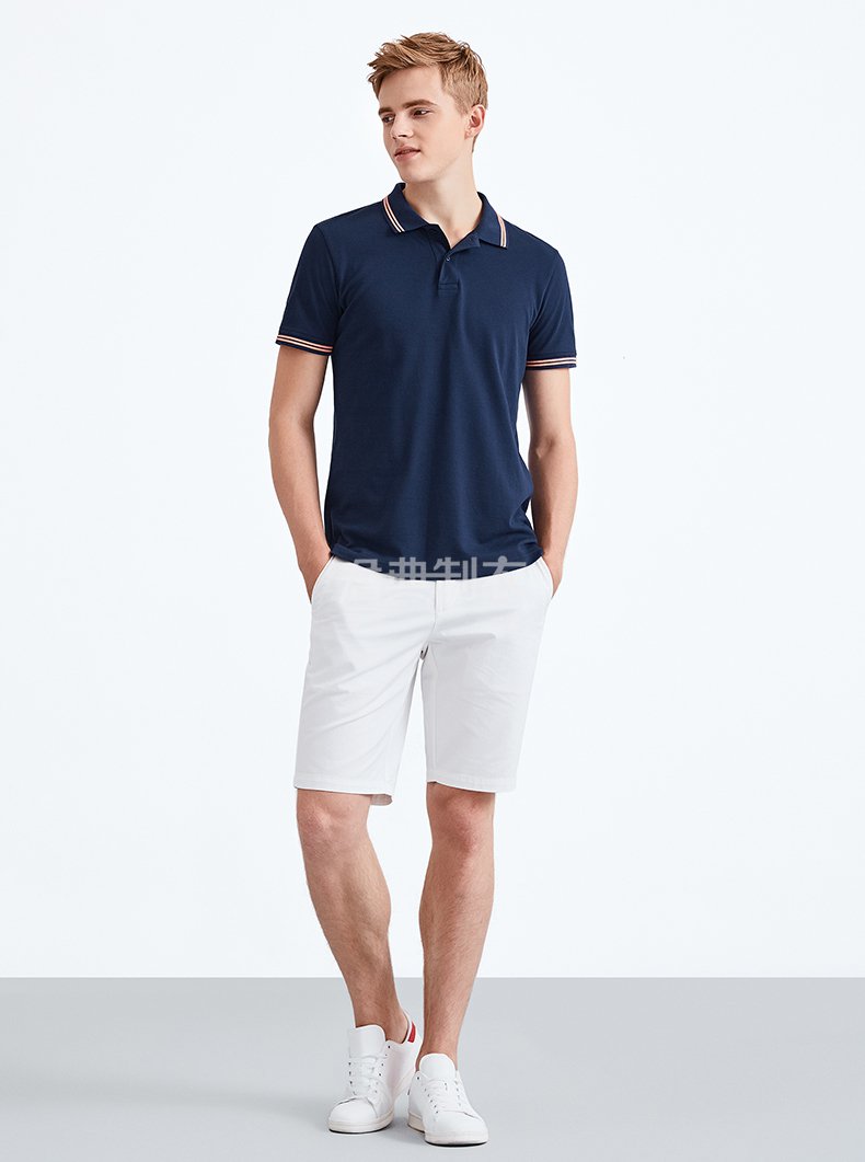 藏蓝色短袖POLO衫