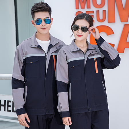 经典纯棉拼接企业工作服套装 C1-006